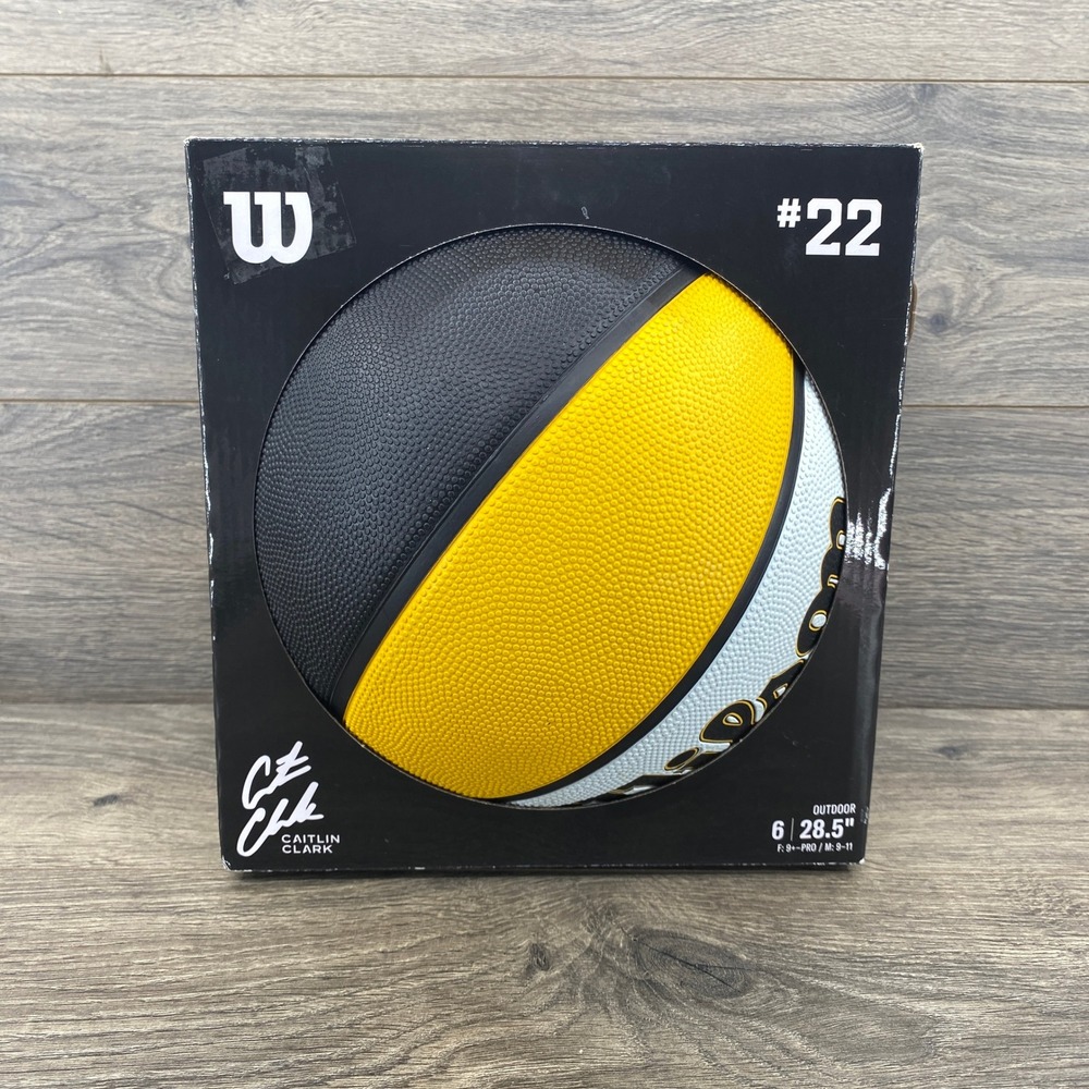 Wilson Caitlin Clark Basketball Women Size 6 Black Yellow #22 Highlight Outdoor